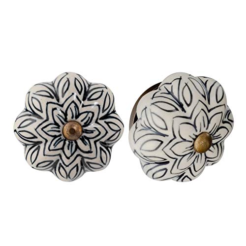 Nicola Spring Möbelknöpfe aus Keramik - Blumendesign im Vintage-Look - Schwarz - 12 Stück Nicola Spring Möbelknöpfe aus Keramik - Blumendesign im Vintage-Look - Schwarz - 12 Stück von Nicola Spring