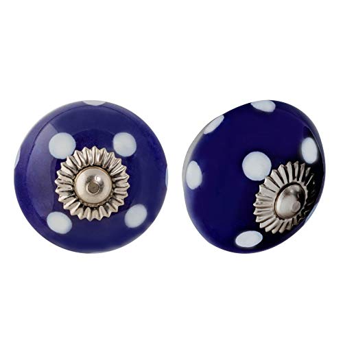 Nicola Spring Möbelknöpfe aus Keramik - Punktemuster - Dunkelblau/Hellblau - 6 Stück von Nicola Spring
