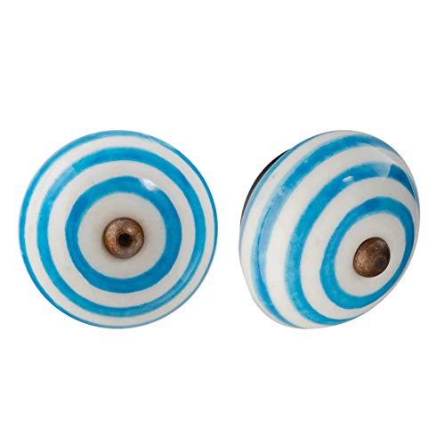 Nicola Spring Möbelknöpfe aus Keramik - Streifen-Design - Hellblau - 12 Stück von Nicola Spring