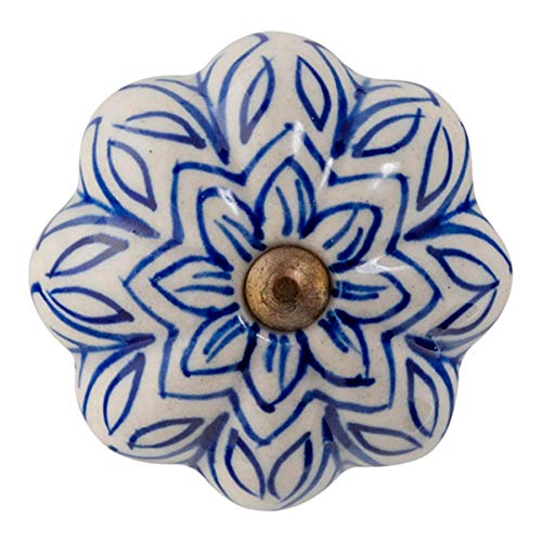 Nicola Spring Möbelknopf aus Keramik - Blumendesign im Vintage-Look - Dunkelblau von Nicola Spring
