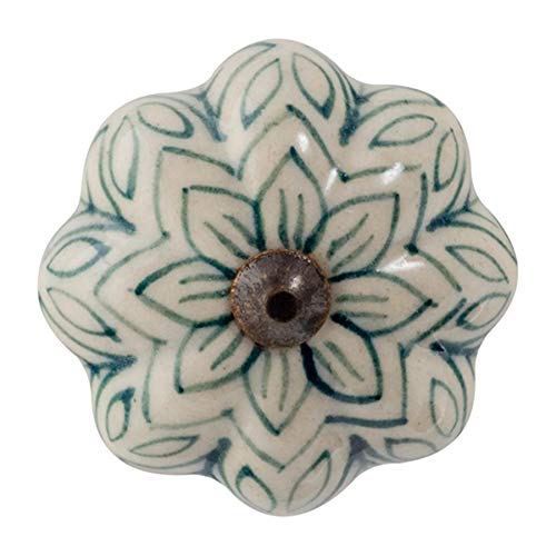 Nicola Spring Möbelknopf aus Keramik - Blumendesign im Vintage-Look - Dunkelgrün von Nicola Spring
