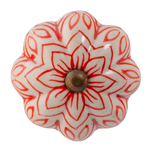 Nicola Spring Möbelknopf aus Keramik - Blumendesign im Vintage-Look - Rot von Nicola Spring