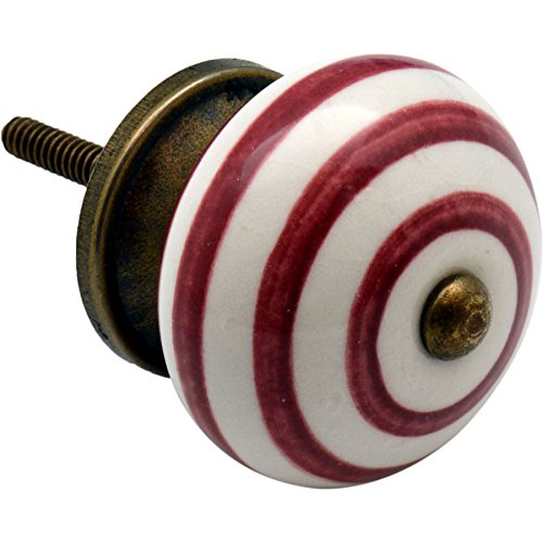 Nicola Spring Möbelknopf aus Keramik - Streifen-Design - Dunkelrot von Nicola Spring