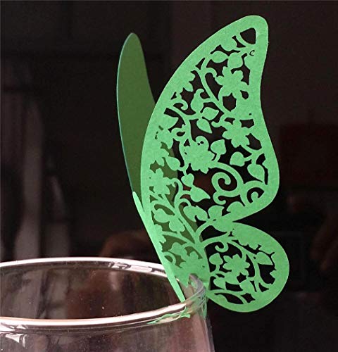 Nicole Knupfer 100 Stücke Schmetterling Tischkarten Namenskarten Glasanhänger Wandsticker Tischdeko Hochzeit Party Deco (Grün) von Nicole Knupfer