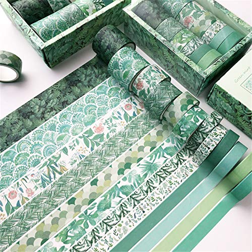 Nicole Knupfer 12 Rollen Washi Tape Set, Dekoratives Klebeband, DIY Papier Tape,Kollektion für Bastler, verschönert Journals, Karten und Scrapbooking (Grün) von Nicole Knupfer