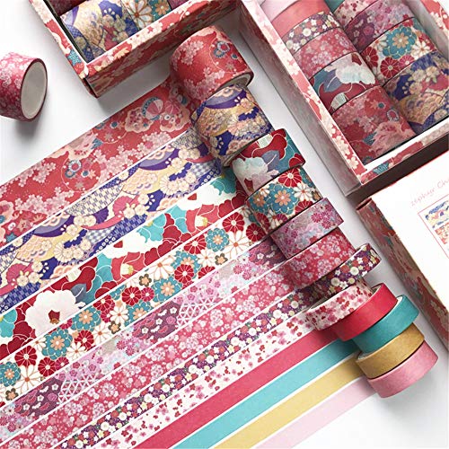 Nicole Knupfer 12 Rollen Washi Tape Set, Dekoratives Klebeband, DIY Papier Tape,Kollektion für Bastler, verschönert Journals, Karten und Scrapbooking (Kirschblüten) von Nicole Knupfer