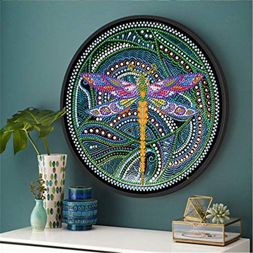 Nicole Knupfer 1pcs Mandala Libelle runden Diamond Painting, 5D Diamant Malerei Kit Arts Craft für Schlafzimmer Wandmalerei 235x235mm (Libelle) von Nicole Knupfer