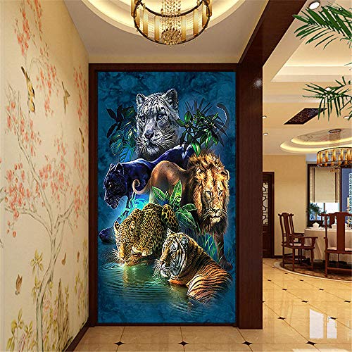 Nicole Knupfer 5D DIY Diamant Painting Set,Tiger,Löwe,Leopard Full Bohrer Handgemacht Diamond Malerei Wohnzimmer Schlafzimmer Wanddekoration (50x80cm) von Nicole Knupfer