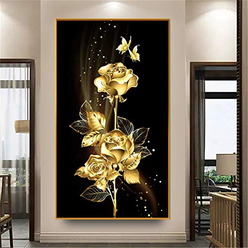 Nicole Knupfer 5D DIY Diamond Painting Set, DIY 5D Diamant Malerei, Rose, Flowers and Schmetterling Bilder Kunst Handwerk für Home Wall Decor (40x60cm) von Nicole Knupfer