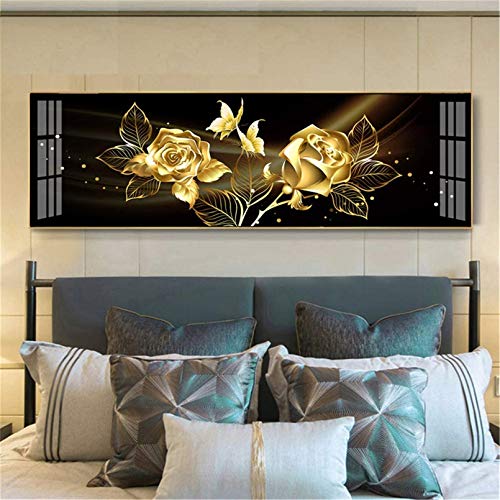 Nicole Knupfer 5D Diamant Painting Kit Full Bohrer Golden Rose Diamond Painting Strass Malerei Wohnzimmer Schlafzimmer Wanddekoration (200x55cm) von Nicole Knupfer