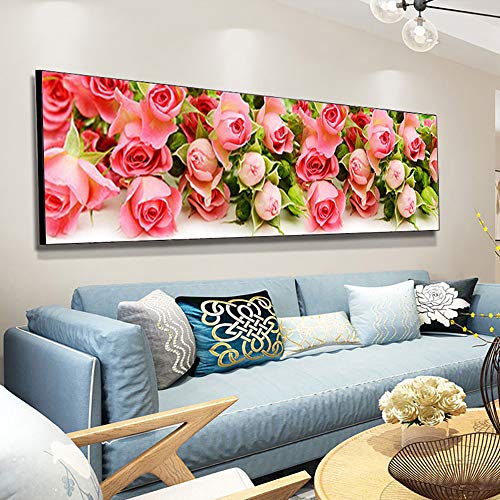 Nicole Knupfer 5D Diamond Painting Rose Flowers Full Bohrer Diamant Set Zeichnung Großer DIY Stickerei Wohnung Dekoration (146x50cm) von Nicole Knupfer
