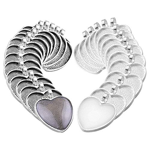 Nicole Knupfer 60 Stück Anhänger Tablett Set, 30 Stück 25mm Herz Transparente Glas Cabochons mit 30 Stück Runden Anhänger Tabletts für DIY Halskette Fotoanhängern Nicole Knupfer 60 Stück Anhänger Tablett Set, 30 Stück 25mm Herz Transparente Glas Cabochons mit 30 Stück Runden Anhänger Tabletts für DIY Halskette Fotoanhängern von Nicole Knupfer