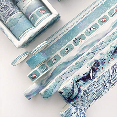 Nicole Knupfer 8 Rollen Washi Tape Set, Dekoratives Klebeband, Kollektion für Bastler, DIY Basteln, verschönert Journals, Planer, Karten und Scrapbooking (Blauer Rhythmus) von Nicole Knupfer