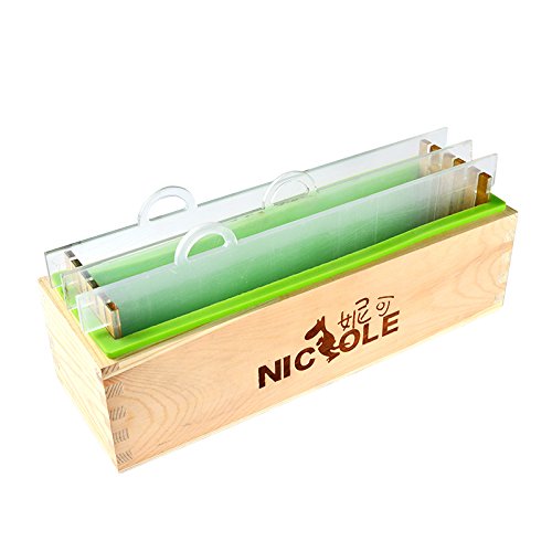 Rechteckige Silikon Seifenform mit Holzbox und transparenter vertikaler Acryl Schindel für handgefertigte Laibform von nicole