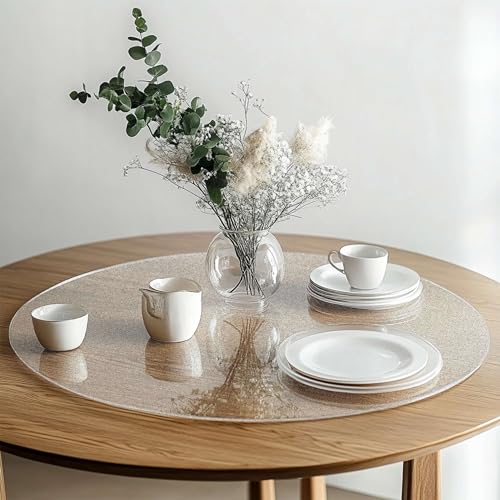 Tischschutz, rund, mattiert, halbtransparent, hitzebeständig und wasserdicht, mattiert (halbklar), rund, 100 cm von Nicoman