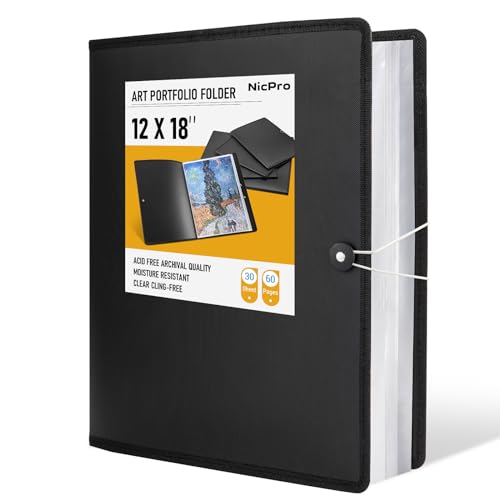 Nicpro 30,5 x 45,7 cm Kunst-Portfolio-Ordner, 30 Taschen, 60 Seiten, Kunstmalerei, Portfolio-Ordner mit transparenten Kunststoffhüllen, Präsentationsaufbewahrungsbuch für Kinder und Künstler, Nicpro 30,5 x 45,7 cm Kunst-Portfolio-Ordner, 30 Taschen, 60 Seiten, Kunstmalerei, Portfolio-Ordner mit transparenten Kunststoffhüllen, Präsentationsaufbewahrungsbuch für Kinder und Künstler, von Nicpro