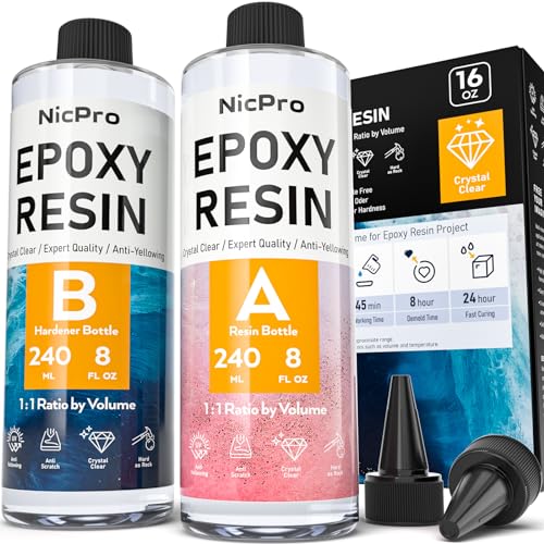 Nicpro 473 ml kristallklares Epoxidharz-Set, lebensmittelechtes DIY-Starterepoxidharz für Handwerk, Leinwandmalerei, Formen, Pigment-Schmuckherstellung, Harzbeschichtung und Gießen Nicpro 473 ml kristallklares Epoxidharz-Set, lebensmittelechtes DIY-Starterepoxidharz für Handwerk, Leinwandmalerei, Formen, Pigment-Schmuckherstellung, Harzbeschichtung und Gießen von Nicpro