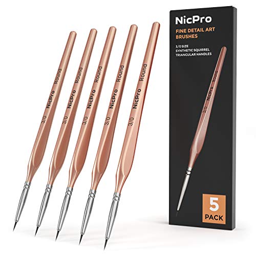 Nicpro 5 Stück Feine Detail Pinsel Set, Extra Feine Spitze 000 Art Pinselset Miniatur-Maler-Set 3/0 für Acrylfarben, Aquarell, Öl, Modellbau, Nagel, Gesichtsbemalung Malpinsel, Malen Nach Zahlen Nicpro 5 Stück Feine Detail Pinsel Set, Extra Feine Spitze 000 Art Pinselset Miniatur-Maler-Set 3/0 für Acrylfarben, Aquarell, Öl, Modellbau, Nagel, Gesichtsbemalung Malpinsel, Malen Nach Zahlen von Nicpro