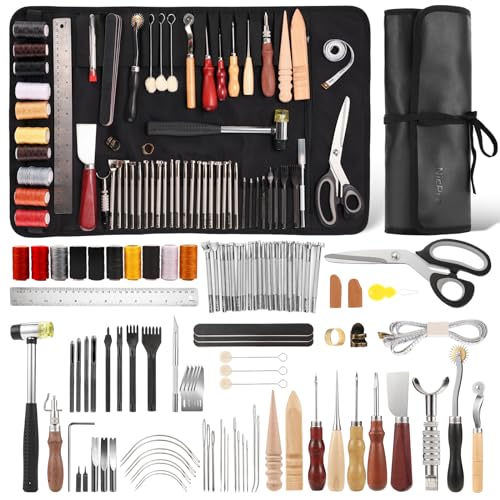 Nicpro 85-teiliges Leder Nähset, Sewing Kit mit individueller Aufbewahrungstasche, für Erwachsene, Nähset Grundausstattung zum Stanzen, Nähen, Schnitzen, Schneiden, Stanzen, Lederbearbeitung Nicpro 85-teiliges Leder Nähset, Sewing Kit mit individueller Aufbewahrungstasche, für Erwachsene, Nähset Grundausstattung zum Stanzen, Nähen, Schnitzen, Schneiden, Stanzen, Lederbearbeitung von Nicpro