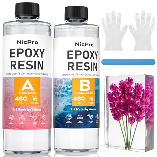 Nicpro 960ml/32oz Epoxidharz Set, Transparent Epoxidharz mit 4 Messbechern & 2 Silikonstäbchen & Handschuhe, Harz Gießen Set für DIY Basteln und Schmuckherstellung Nicpro 960ml/32oz Epoxidharz Set, Transparent Epoxidharz mit 4 Messbechern & 2 Silikonstäbchen & Handschuhe, Harz Gießen Set für DIY Basteln und Schmuckherstellung von Nicpro