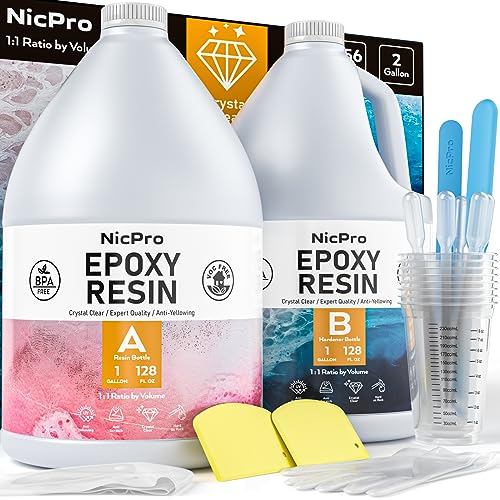 Nicpro Kristallklares Epoxidharz 2 Gallonen/256oz, Epoxidharz Set zum DIY Schmuckherstellung, Kunsthandwerk, komme mit Mischbechern, Transferpipetten, Silikon-Rührstäbchen, Handschuhen und mehr Nicpro Kristallklares Epoxidharz 2 Gallonen/256oz, Epoxidharz Set zum DIY Schmuckherstellung, Kunsthandwerk, komme mit Mischbechern, Transferpipetten, Silikon-Rührstäbchen, Handschuhen und mehr von Nicpro