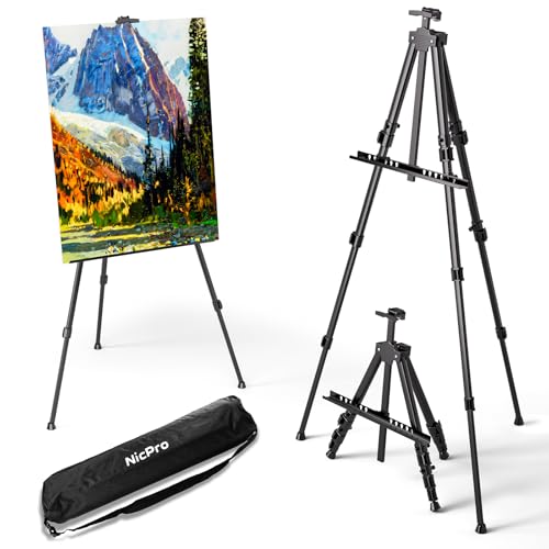 Nicpro Malstaffelei für Display, verstellbare Höhe 43.2 cm bis 160 cm Tisch- und Bodenkunst-Staffelei, Aluminium-Stativ, Ständer zum Malen von Leinwand, Hochzeitsschilder mit Tragetasche – Schwarz Nicpro Malstaffelei für Display, verstellbare Höhe 43.2 cm bis 160 cm Tisch- und Bodenkunst-Staffelei, Aluminium-Stativ, Ständer zum Malen von Leinwand, Hochzeitsschilder mit Tragetasche – Schwarz von Nicpro