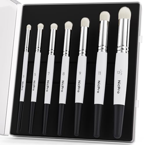 Nicpro Miniature Paint Brushes Drybrush, 7 Stück Größen professionelles Modellbau Pinsel mit Aufbewahrungsbox, Hobby Detail Pinsel für Tischplatte, Miniatur Modellmalerei von Nicpro
