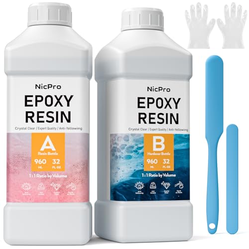 Nicpro Resin 1920ml/64oz Klares Epoxidharz mit Härter, Epoxidharz Set zum DIY Schmuckherstellung, Kunsthandwerk, komme mit Mischbechern, Rührstäbchen, Transferpipetten, Handschuhen und mehr Nicpro Resin 1920ml/64oz Klares Epoxidharz mit Härter, Epoxidharz Set zum DIY Schmuckherstellung, Kunsthandwerk, komme mit Mischbechern, Rührstäbchen, Transferpipetten, Handschuhen und mehr von Nicpro