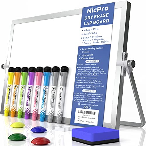 Nicpro Trockenlöschung Mini Whiteboard A3, Doppelseitiges Magnetische Desktop Schreibtafel mit Ständer, Stiften, Tragbare Staffelei Whiteboard für Kinder, Studenten, Schulbedarf, Büro (30 x 40 cm) Nicpro Trockenlöschung Mini Whiteboard A3, Doppelseitiges Magnetische Desktop Schreibtafel mit Ständer, Stiften, Tragbare Staffelei Whiteboard für Kinder, Studenten, Schulbedarf, Büro (30 x 40 cm) von Nicpro