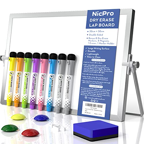 Nicpro Trockenlöschung Mini Whiteboard A4, Doppelseitiges Magnetische Desktop Schreibtafel mit Ständer, Stiften, Tragbare Staffelei Whiteboard für Kinder, Studenten, Schulbedarf, Büro (20 x 30 cm) Nicpro Trockenlöschung Mini Whiteboard A4, Doppelseitiges Magnetische Desktop Schreibtafel mit Ständer, Stiften, Tragbare Staffelei Whiteboard für Kinder, Studenten, Schulbedarf, Büro (20 x 30 cm) von Nicpro