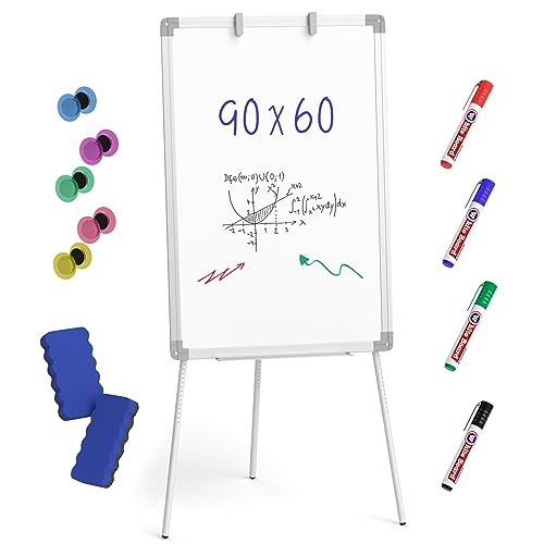 Nicpro Whiteboard Flipchart Ständer, 90 x 60 cm Magnetisch Trockener Weißes Board mit 4 Stiften, Radiergummi, Magnet, Höhenverstellbare tragbare Schreibstaffner für Kinder der Kinderstudentin Nicpro Whiteboard Flipchart Ständer, 90 x 60 cm Magnetisch Trockener Weißes Board mit 4 Stiften, Radiergummi, Magnet, Höhenverstellbare tragbare Schreibstaffner für Kinder der Kinderstudentin von Nicpro