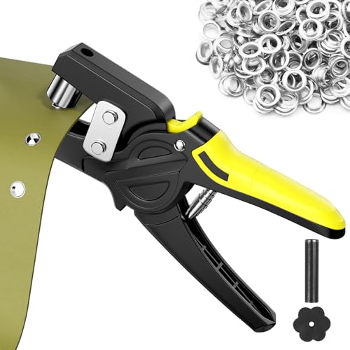 Nicrulp Profi Ösenzange Set (Ø 10mm) mit 500 Ösen, Planenösen Set, Magnetische Ösenpresse, Lochzangen Kit, Ösen Werkzeug Set, Lochstanzer, für Planen Stoffe Leder Gürtel Awnings Karton von Nicrulp
