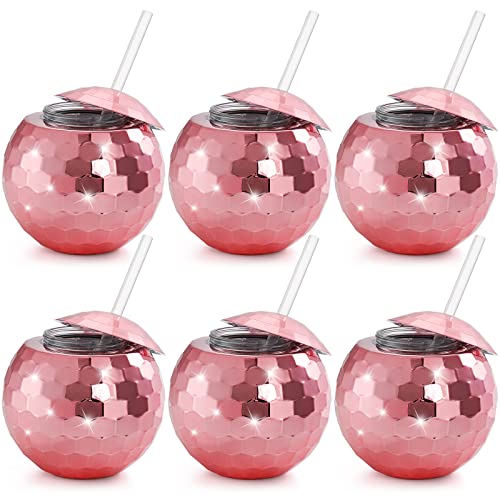 Nicunom 6 Stück 540 ml Discokugelbecher mit Deckel und Trinkhalmen, Wiederverwendbar Roségold, Pink, Discokugel, Cocktailbecher, glitzernd, Bar, Junggesellinnenabschied, Weintrinken, Tee, Flasche Nicunom 6 Stück 540 ml Discokugelbecher mit Deckel und Trinkhalmen, Wiederverwendbar Roségold, Pink, Discokugel, Cocktailbecher, glitzernd, Bar, Junggesellinnenabschied, Weintrinken, Tee, Flasche von Nicunom