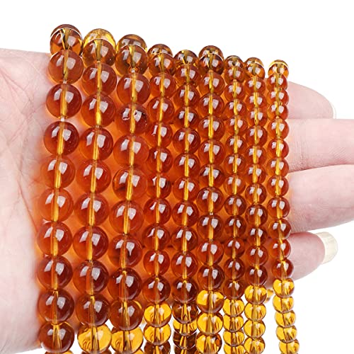 60 Stück 6 mm Natursteinperlen, Edelsteinperlen, runde lose Perlen für selbstgemachte Armbänder, Halsketten, Ohrringe, Steinperlen für die Schmuckherstellung (Bernsteinkristall) von Nidawi