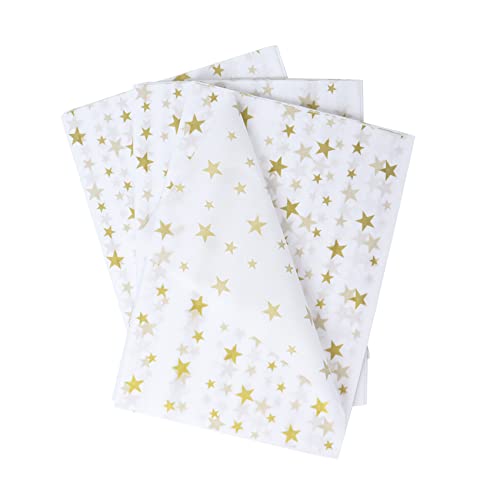 30 Blatt Seidenpapier 50 x 70cm, Seidenpapier Verpackungsmaterial Geschenkpapier Set für DIY Geschenkverpackung Geburtstag Hochzeit(Goldstern-Muster) von Nideen