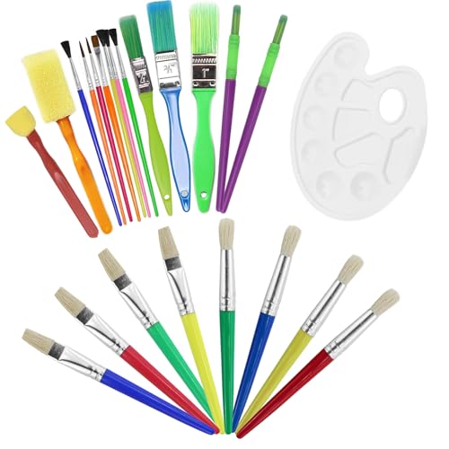 24 Stück Pinselset Kinder mit Mischpalette, Pinsel Wasserfarben Kinder für Vorschulk und Anfänger, Ideal für Malaktivitäten und Schulprojekte 24 Stück Pinselset Kinder mit Mischpalette, Pinsel Wasserfarben Kinder für Vorschulk und Anfänger, Ideal für Malaktivitäten und Schulprojekte von NieYat