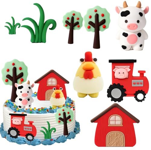 Bauernhof Geburtstag Deko, 8-teiliges Set für Torten, Tortendeko Traktor, Bauernhof Tiere, Kuchen Deko Geburtstag, Tortenaufleger Traktor, DIY Farm Party Bauernhof Geburtstag Deko, 8-teiliges Set für Torten, Tortendeko Traktor, Bauernhof Tiere, Kuchen Deko Geburtstag, Tortenaufleger Traktor, DIY Farm Party von NieYat