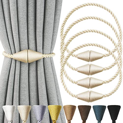 Nieffeiy 4 Stück magnetische Raffhalter für Vorhänge, modern, handgefertigt, dekorative Vorhänge, Raffhalter für Fensterdekoration, Beige Nieffeiy 4 Stück magnetische Raffhalter für Vorhänge, modern, handgefertigt, dekorative Vorhänge, Raffhalter für Fensterdekoration, Beige von Nieffeiy