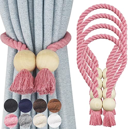 Nieffeiy Magnetische Vorhang-Raffhalter, Baumwolle, handgewebt, dekorative Seilhalter für Vorhänge, Vorhänge, kein Werkzeug erforderlich, Rosa, 4 Stück Nieffeiy Magnetische Vorhang-Raffhalter, Baumwolle, handgewebt, dekorative Seilhalter für Vorhänge, Vorhänge, kein Werkzeug erforderlich, Rosa, 4 Stück von Nieffeiy
