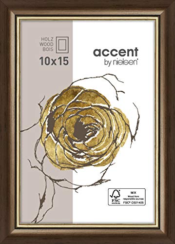 accent by nielsen Holz Bilderrahmen Ascot, 10x15 cm, Dunkelbraun/Gold von accent by nielsen