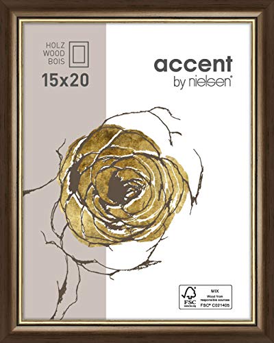 accent by nielsen Holz Bilderrahmen Ascot, 15x20 cm, Dunkelbraun/Gold von accent by nielsen