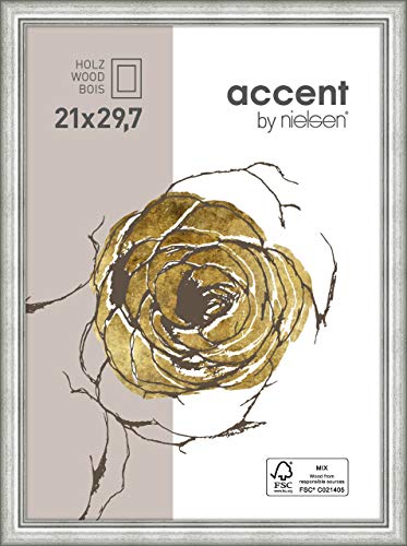 accent by nielsen Holz Bilderrahmen Ascot, 21x29,7 cm (A4), Silber von accent by nielsen