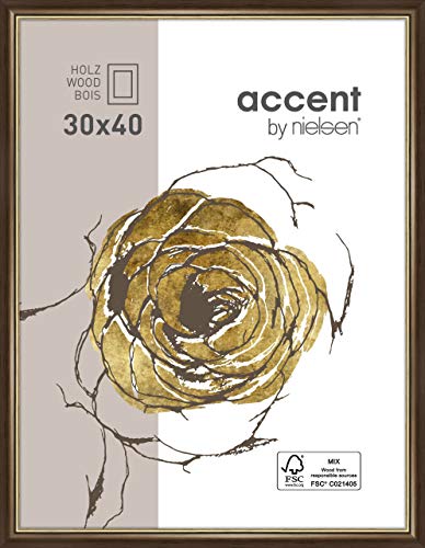 accent by nielsen Holz Bilderrahmen Ascot, 30x40 cm, Dunkelbraun/Gold von accent by nielsen