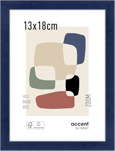 accent by nielsen Bilderrahmen, 13 x 18 cm, Holz, Blau, Fotorahmen zum Auftstellen und Aufhängen im Hoch- & Querformat, Echtglas, Zoom accent by nielsen Bilderrahmen, 13 x 18 cm, Holz, Blau, Fotorahmen zum Auftstellen und Aufhängen im Hoch- & Querformat, Echtglas, Zoom von accent by nielsen