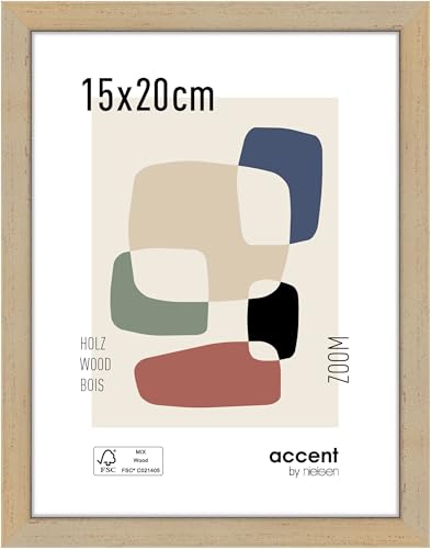 accent by nielsen Bilderrahmen, 15 x 20 cm, Holz, Gold, Fotorahmen zum Auftstellen und Aufhängen im Hoch- & Querformat, Echtglas, Zoom von accent by nielsen