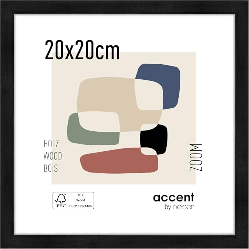 accent by nielsen Bilderrahmen, 20 x 20 cm, Holz, Schwarz, Fotorahmen zum Auftstellen und Aufhängen im Hoch- & Querformat, Echtglas, Zoom accent by nielsen Bilderrahmen, 20 x 20 cm, Holz, Schwarz, Fotorahmen zum Auftstellen und Aufhängen im Hoch- & Querformat, Echtglas, Zoom von accent by nielsen