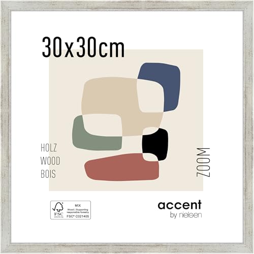 accent by nielsen Bilderrahmen, 30 x 30 cm, Holz, Silber, Rahmen zum Aufhängen im Hoch- & Querformat, Echtglas, Zoom von accent by nielsen