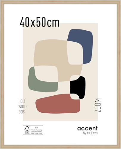 accent by nielsen Bilderrahmen, 40 x 50 cm, Holz, Natur, Posterrahmen zum Aufhängen im Hoch- & Querformat, Echtglas, Zoom von accent by nielsen