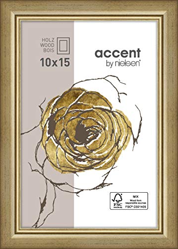 accent by nielsen Holz Bilderrahmen Ascot, 10x15 cm, Gold von accent by nielsen
