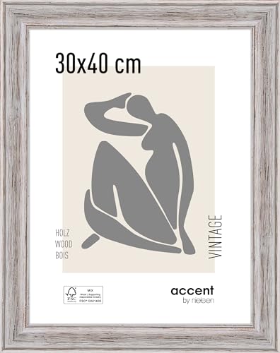 accent by nielsen Holz Bilderrahmen Vintage, 30x40 cm, Weiß von accent by nielsen